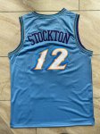 NBA 12 Stockton Utah Jazz Maillot Retro bleu brodé